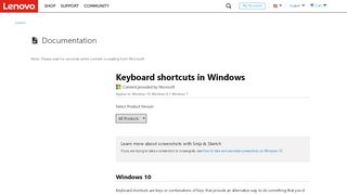 
                            10. Keyboard shortcuts for Windows - US - Lenovo Support