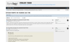 
                            6. Keychain prompts for password each time - Synology Forum