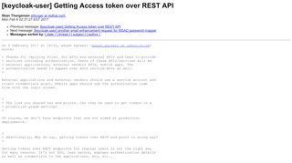 
                            6. [keycloak-user] Getting Access token over REST API - Mailing Lists ...