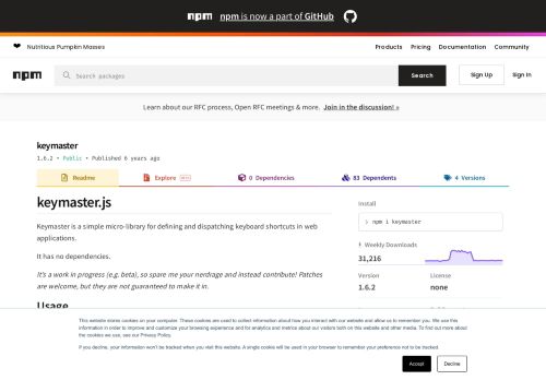 
                            7. keymaster - npm