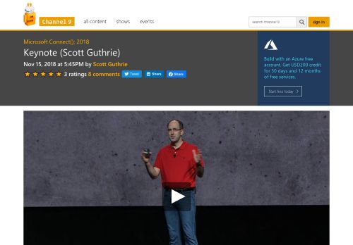 
                            11. Keynote (Scott Guthrie) | Microsoft Connect(); 2018 | Channel 9