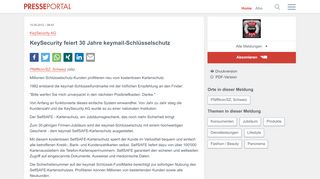 
                            5. ▷ KeySecurity feiert 30 Jahre keymail-Schlüsselschutz | Presseportal