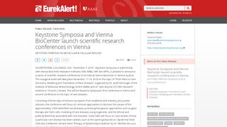 
                            13. Keystone Symposia and Vienna BioCenter launch scientific research ...