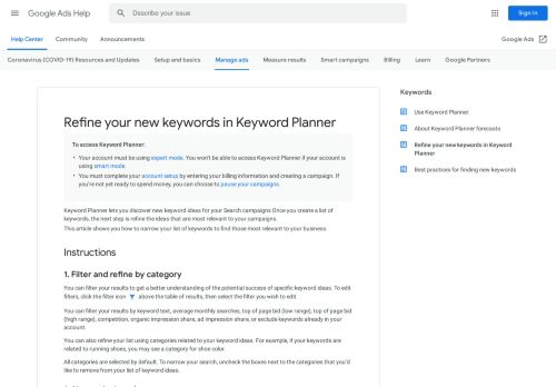 
                            9. Keyword Planner: Search for new keywords - Google Ads Help