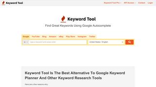 
                            3. Keyword Tool: #1 Google Keyword Planner Alternative For SEO (FREE)