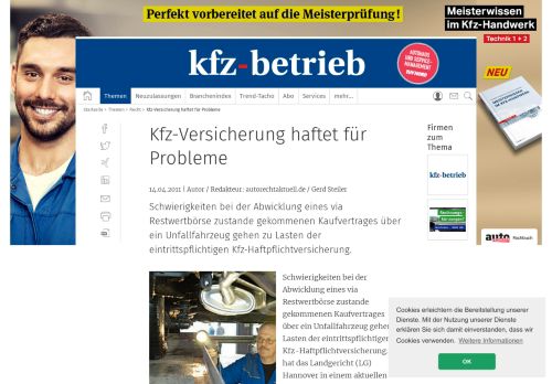 
                            13. Kfz-Versicherung haftet für Probleme