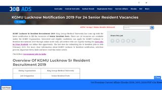 
                            13. KGMU Lucknow Sr Resident Recruitment 2019 | Apply Online For 24 ...