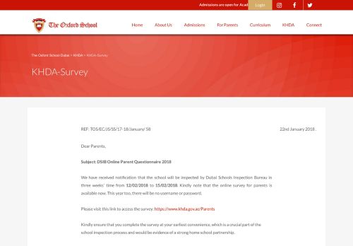 
                            12. KHDA – Survey | The Oxford School Dubai