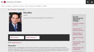 
                            12. Kia Afra | Faculty Profile | Chapman University