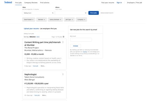 
                            12. Kidney Care Jobs - February 2019 | Indeed.co.in