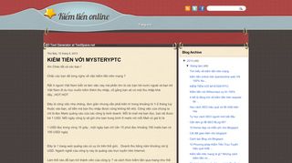 
                            8. Kiếm tiền online: KIẾM TIỀN VỚI MYSTERYPTC