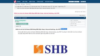 
                            12. Kiểm tra số dư tài khoản SHB bằng SMS điện thoại, internet banking ...