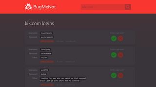 
                            4. kik.com passwords - BugMeNot