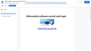 
                            9. Killermobile software central auth login - Google Docs