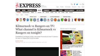 
                            8. Kilmarnock vs Rangers on TV: What channel is ... - Daily Express