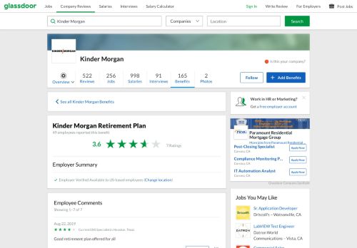 
                            7. Kinder Morgan Employee Benefit: Retirement Plan | Glassdoor