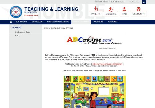 
                            10. Kindergarten iPads / ABCmouse - Humble ISD