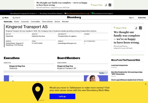 
                            13. Kingsrod Transport AS: Company Profile - Bloomberg
