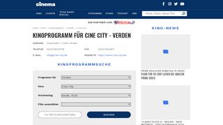 
                            12. Kinoprogramm für: Cine City - Verden | cinema.de