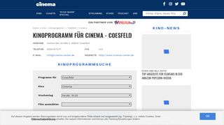
                            9. Kinoprogramm für: Cinema - Coesfeld | cinema.de