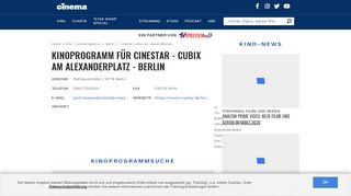 
                            4. Kinoprogramm für: CineStar - CUBIX am Alexanderplatz - Berlin ...