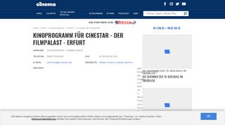 
                            9. Kinoprogramm für: Cinestar - Der Filmpalast - Erfurt | cinema.de