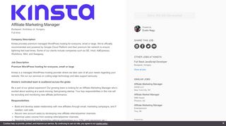 
                            12. Kinsta Affiliate Marketing Manager | SmartRecruiters