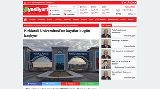 
                            11. Kırklareli Üniversitesi'ne kayıtlar bugün başlıyor » Yeşilyurt Gazetesi ...