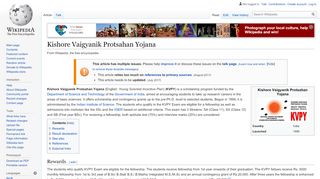 
                            13. Kishore Vaigyanik Protsahan Yojana - Wikipedia