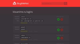 
                            2. kissanime.ru passwords - BugMeNot
