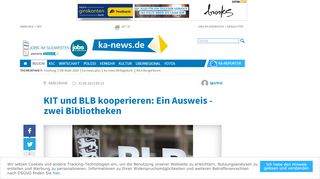 
                            11. KIT und BLB kooperieren: Ein Ausweis - zwei Bibliotheken | ka-news