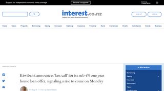 
                            11. Kiwibank announces 'last call' for its sub 4% one year home loan offer ...