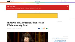 
                            10. KiwiSaver provider Fisher Funds sold to TSB Community Trust | Stuff ...