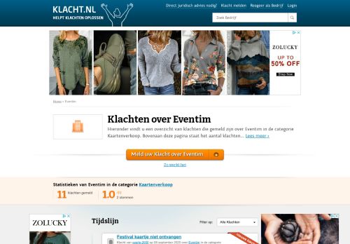 
                            13. Klacht over Eventim? Meld nu, wij helpen oplossen! KLACHT.nl