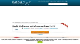 
                            9. Klacht Paypal! Wachtwoord niet te kunnen wijzigen PayPal - KLACHT.nl