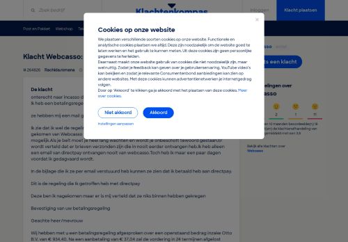 
                            9. Klacht Webcasso: Onterecht betalingsregeling geannuleerd ...