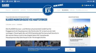 
                            6. KLAIBER MARKISEN bleibt KSC-Hauptsponsor: Karlsruher SC