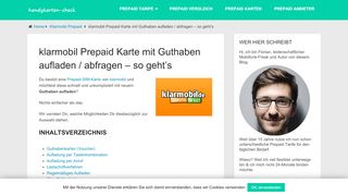 
                            4. klarmobil Prepaid Karte mit Guthaben aufladen / abfragen - so geht's