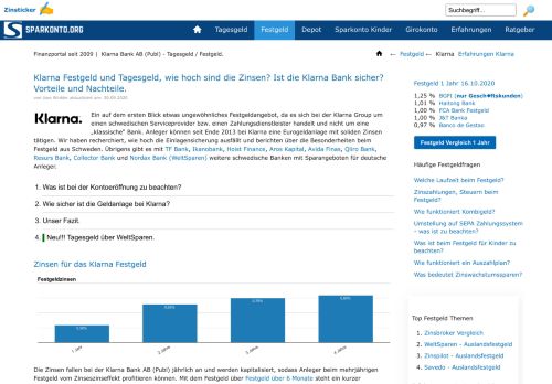 
                            7. Klarna Bank - Festgeld mit 0,50 % bei 1 Jahr Laufzeit - Sparkonto.org