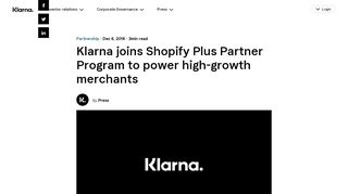 
                            11. Klarna joins Shopify Plus Partner Program to power high-growth ...