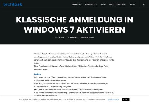 
                            3. Klassische Anmeldung in Windows 7 aktivieren - techtask