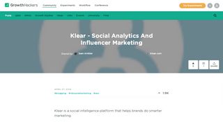 
                            11. Klear - Social Analytics And Influencer Marketing - GrowthHackers