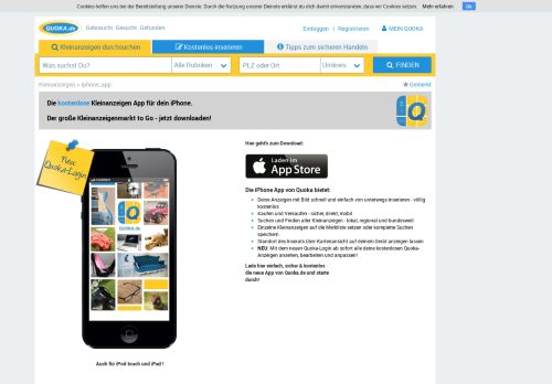 
                            6. Kleinanzeigen App für Dein iPhone von Quoka hier kostenlos ...