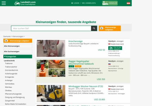 
                            10. Kleinanzeigenangebote - auf www.landwirt.com