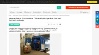 
                            6. Kleine Aufträge: Frachtenbörse Teleroute bietet spezielle Funktion für ...