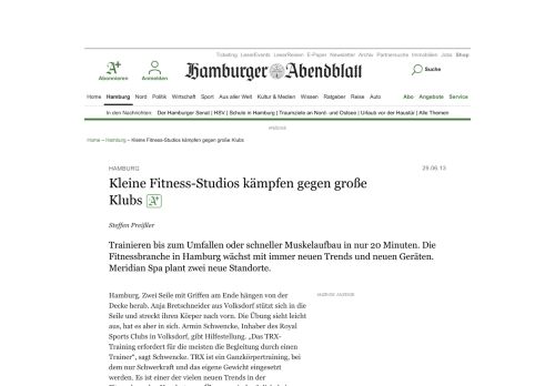 
                            13. Kleine Fitness-Studios kämpfen gegen große Klubs - Hamburg ...