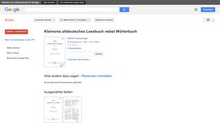 
                            2. Kleineres altdeutsches Lesebuch nebst Wörterbuch