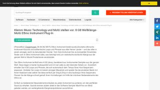 
                            10. Klemm Music Technology und MotU stellen vor: 8 GB Weltklänge ...