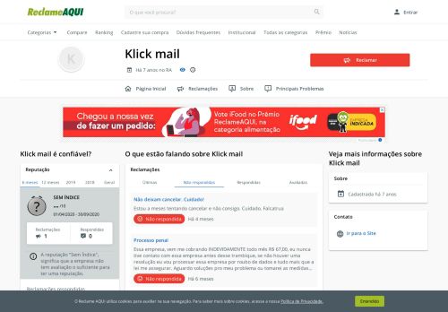 
                            8. Klick mail - Reclame Aqui