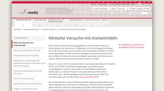 
                            5. Klinische Versuche mit Arzneimitteln - Swissmedic